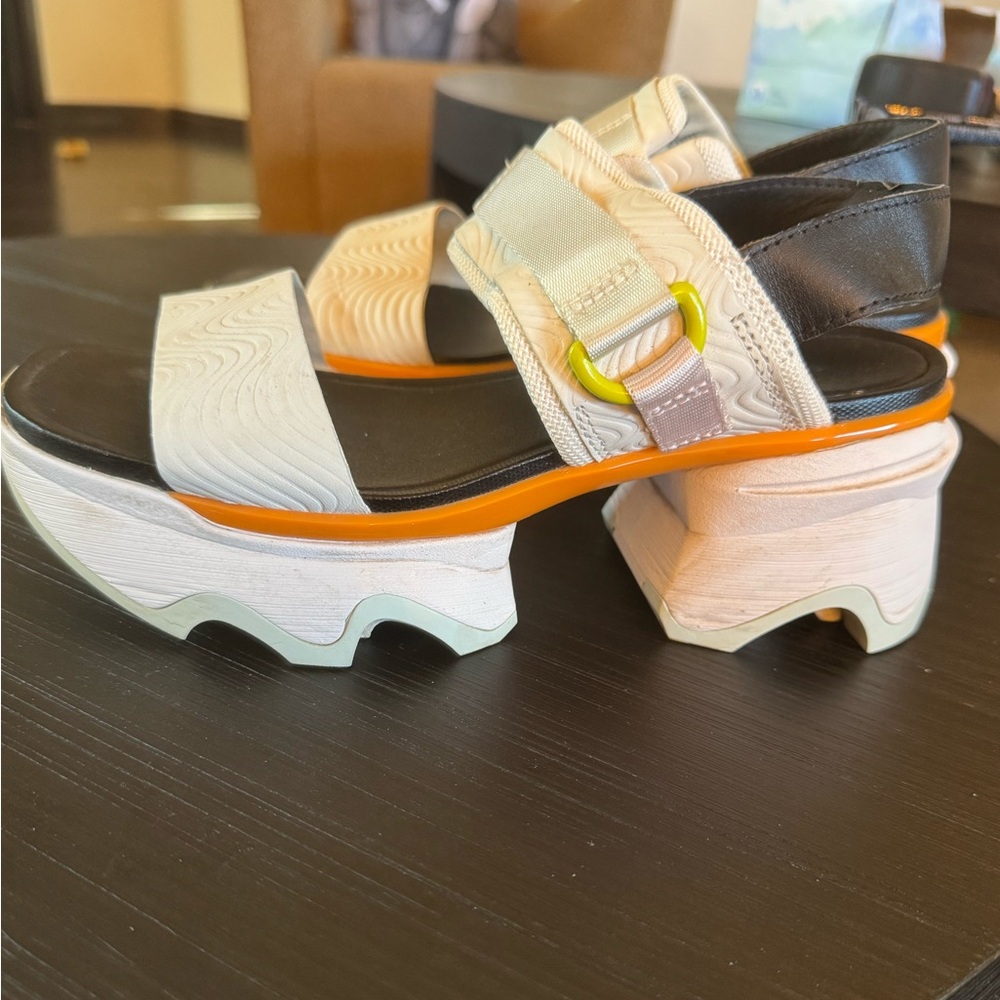 Sorel White, Orange & Black Chunky Platform Sandal - Picture 5 of 6